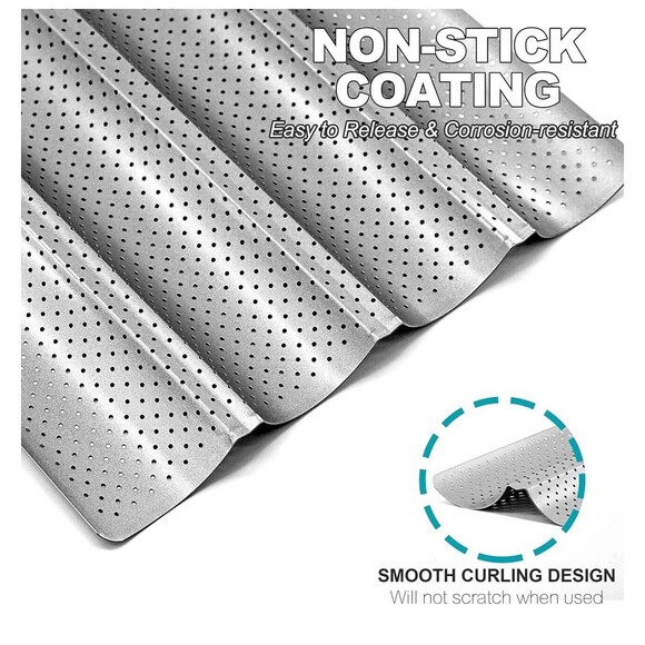 Anaeat Nonstick Perforated French Bread Baking Pan, 15"X 13" , Silver NEW - Picture 3 of 9